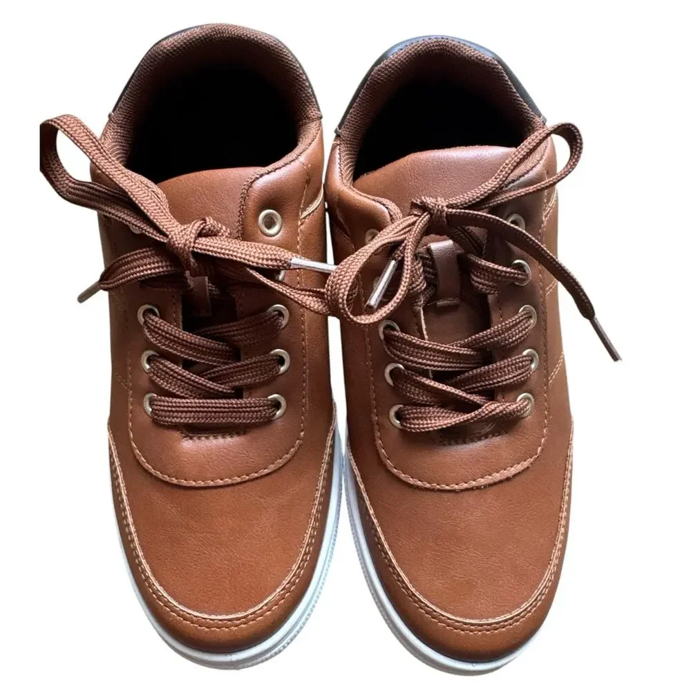 Josmo‎ Kids Boys Lace-Up Casual Sneaker Brown Tan Size 2 Big Kid